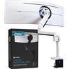 ULTRARM Braccio Heavy Duty per Monitor 57" - Regolabile in Altezza con Molla Pneumatica, Supporto da Scrivania VESA 75x75/100x100, Fino a 20 kg, Bianco, MA20PW-S