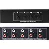 SUNOYA Splitter audio video 4 in 1 out, interruttore audio, casella di selezione audio, commutatore audio bidirezionale 3,5 mm Aux + RCA L/R, interruttore audio passivo per cuffie telefono sistema audio