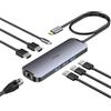 fairikabe Docking station USB C Hub Dual Monitor, USB C a 2 HDMI 4K 60Hz con Ethernet, 100 W Charing e USB3.0, Hub USB-C compatibile per HP MacBook Pro Air, 2 adattatori HDMI tipo C Docking Station per laptop