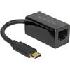 DeLOCK 65904 Cavo di interfaccia e Adattatore SuperSpeed USB (USB 3.1 Gen 1) USB Type-C Gigabit LAN RJ45 Jack Nero