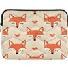 Ewusp Cute Fox - Custodia protettiva per computer portatile da 14 pollici, impermeabile, antiurto, borsa da trasporto per computer, notebook, tablet, 34 x 26 x 2 cm