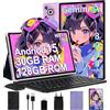 Dghrti Tablet Android 15, 30GB RAM 128GB ROM(TF 2TB Espandibile), 10 Pollici, 8000mAh, WIFI 5G/ GPS/ BT5.0/ OTG, Face ID, Widevine L1, Tablets Corpo in Metallo con Tastiera, Mouse, Custodia Protettiva -Viola