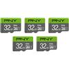 PNY Elite Class 10 U1 - Scheda di memoria flash microSDHC da 32 GB, 100 MB/s, classe 10, U1, Full HD, UHS-I, Micro SD, 5 pezzi (confezione da 1)