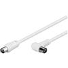 Goobay 67360 Cavetto Antenna Coax Ad Angolo Coassiale (80 dB), Schermatura Doppia, Bianco, 2.5m Lunghezza del Cavo