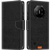 Shantime Custodia pelle effetto legno per Doogee Fire 3 Pro 4G - Nero | 5.5 Custodia flip con chiusura magnetica, portacarte e guscio portafoglio a protezione totale