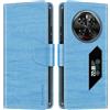 Shantime Custodia in Pelle PU a Righe Compatibile con Doogee V40 Pro, Cover Portafoglio con Chiusura Magnetica, Scomparti Carte e Funzione Stand (Azzurro cielo)