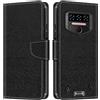 Shantime Custodia pelle effetto legno per Oukitel WP23 Plus - Nero | 6.52 Custodia flip con chiusura magnetica, portacarte e guscio portafoglio a protezione totale