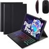 GUPENAA Custodia con Tastiera per Lenovo Tab P12 PRO 12.6 2021 (TB-Q706F/TB-Q706Z) con Touchpad, 7 Colori Retroilluminati, Tastiera Bluetooth Wireless Rimovibile Magnetica con Mouse,Nero