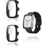 yystao Custodia protettiva per Amazfit Active2 Square Smartwatch, yystao più rigida per PC con pellicola protettiva in vetro 9H, copertura protettiva uniforme, colore nero e blu