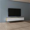 Mai & Mai Mobile TV per Televisore 200x40,2x30cm, Armadietto per TV con 2 Ante Armadietto Basso Soft-close per Soggiorno, Sala da Pranzo, Camera da Letto Fernsehschrank02, Marrone chiaro+Bianco opaco