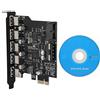 Cuifati Scheda adattatore PCI-E a 5 porte, PCI-E a 5 porte USB 3.0 Connettore scheda di espansione PCI Express a 19 pin, PCI-E a USB 3.0 Scheda di espansione PCI Express a 5 porte per PC desktop Desktop