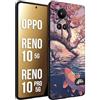 CUSTOMIZZA - Custodia cover nera morbida in tpu compatibile per Oppo Reno 10 5G - 10 PRO 5G giapponese lago carpa koi rosa con foglie d'acero disegnata tattoo