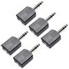 Oiyagai 5 Pezzi Adattatore Maschio 6.35mm 1/4 a Doppio Femmina Jack Splitter Nero (Double Track)