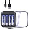 XTAR Batterie ricaricabili al litio AA da 1,5 V, 3300 mWh, 4 pezzi con caricatore BC4