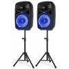 Vonyx IMPIANTO AUDIO COMPLETO SET CASSE AMPLIFICATE 600W 10 DIFFUSORI KARAOKE BLUETOOTH + 2 STATIVI + MICROFONO + TELECOMANDO E CAVI
