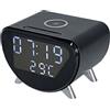 Sirxlevcy Sveglia Multi-Funzione con Allarme LED, Caricatore Wireless Tre in per Telefono Cellulare e Orologio con Termometro