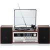 Roadstar HIF-8892D+BT Mini Impianto Stereo Hi-Fi Giradischi 3 Velocità Giri 33/45/78, Radio DAB/DAB+/FM, Lettore CD/CDR/CDRW/CD-MP3, Cassette, Bluetooth, USB/Scheda SD, Telecomando, Legno