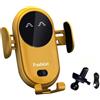 CHENRI Caricabatterie senza fili e supporto per il telefono, Porta Cellulare Auto, Qi Caricatore Wireless Auto, Auto-Bloccaggio Supporto Telefono Auto, Supporto Universale per Telefono Auto (Giallo)