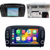 Dynavsal Autoradio Android con navigazione GPS, WiFi, Phone Mirrorlink, radio FM-RDS, Carplay, Stereo Audio Auto Radio Ricambio per Mercedes-Benz SL R129 R230 SL55AMG SL63AMG SL65AMG SL280 SL300 SL350 SL500