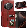 UOGNADGD Custodia flip in similpelle per Fossibot F101P - Rosso | 5.45 Custodia portafoglio folio con fessure per carte, chiusura magnetica, funzione stand e blocco RFID