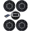 PIMAR marine equipment PIMAR Kit stereo con casse nere 150 WATT + telecomando presa usb radio bluetooth accessori barca gommone nautica (4 CASSE)