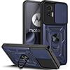 ESTH® Custodia per Motorola Edge 30 Neo con Custodia per Fotocamera Scorrevole e Supporto ad Anello [Cover Paraurti Compatibile con Supporto Magnetico per Auto], Blu