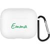 QIHENGPLUS Cover personalizzata con nome Compatibile con Apple AirPods 4, copertina morbida personalizzata con stile di scrittura a mano (Bianco)