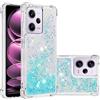 Generic Compatibile con Xiaomi Redmi Note 12 Pro 5G International Edition NOTE 12 Pro Domestic Edition Custodia glitterata, copertura liquida 3D Bling Sparkle Quicksand che scorre. Azzurro