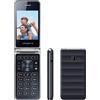 Majestic WAVE Black - Telefono GSM con display 2.8, flip attivo, fotocamera, bluetooth