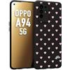 CUSTOMIZZA - Custodia cover nera morbida in tpu compatibile per Oppo A94 5G cuori pois rosa su nero donna pin up vintage