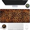 Eflxamz Grande tappetino per mouse da gioco, stampa leopardata, tappetino da scrivania, grande tastiera per computer, tappetino per mouse con base antiscivolo e bordo cucito, 90 x 40 cm