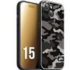 CUSTOMIZZA - Custodia cover nera morbida in tpu compatibile per iPhone 15 camouflage mimetico militare nero black grigio