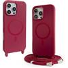 Bakicey Custodia magnetica compatibile con iPhone 11, in silicone opaco, con collana regolabile, bella custodia antiurto e resistente ai graffi, cover per iPhone 11, rosso bordeaux
