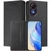 MOJIA Custodia per ZTE Blade A34, Resistente a Cadute e Graffi, Alta qualità PU Pelle Stile Portafoglio Cover Folio con Chiusura Magnetica. Black