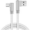 YSJJZRL Cavo USB di tipo C ad angolo retto a 90° Cavo di ricarica da USB a tipo C Cavo di ricarica USB di tipo C intrecciato in nylon (3M,Bianco)