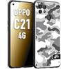 CUSTOMIZZA - Custodia cover nera morbida in tpu compatibile per Realme C21 4G camouflage mimetico militare bianco white