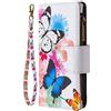 VQWQ Custodia per Huawei P Smart 2019, Flip Cover Portafoglio in Pelle PU Slot per Schede Libro Cavalletto Pieghevole Wallet Case Cordino Cerniera Chiusura Magnetica per Donna Maschio-[03]-2 farfalle