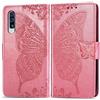 JIUNINE Cover per Samsung Galaxy A30s / A50, Custodia Interno TPU Antiurto Portafoglio con Disegni di Farfalla [Carta Fessura] [Supporto Stand] Cover Libro in PU Pelle per Samsung A30s, Rosa