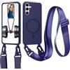 xinyunew Cover Compatibile con Samsung Galaxy A05S,Cover Magnetica[Compatibile con Magnetica],Bumper con Laccio,Regolabile Lanyard TPU Corda Silicone Case-Blu Scuro