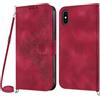 Netany Cover per iPhone XS Max con Cordino, Flip Portafoglio Custodia in Pelle, [2 Porta Carte][Chiusura Magnetica],Custodia Libro Antiurto Cover con Laccio per iPhone XS Max (6,5 Pollici) (Rosso)