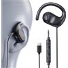 QOEKUEY Cuffie con cavo USB C, tipo C, auricolari aperti con microfono, auricolari da corsa con gancio girevole e controllo del volume per iPhone 15 e 16, Samsung, telefoni Android USB C, tablet e laptop