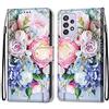 Mo-Somnus Cover per Samsung Galaxy A52 5G, Custodia in PU Pelle Magnetica Libro Flip Caso Antiurto Portafoglio [Supporto Stand] con Porta Carte e Cinturino da Polso Wallet Case (Fiore 3)