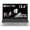 Kayoote PC Portatile 15.6 Pollici Celeron N5205U (fino a 2.9GHz) Laptop 8GB RAM 256GB SSD Win11 Pro IPS FHD 1920×1080 Notebook con, WIFI6, BT5.2, USB3.0, HDMI, Tastiera Retroilluminata