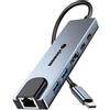 vienon Adattatore USB C Hub Ethernet HDMI, 6 in 1 USB C Docking Station con HDMI 4K, Ethernet RJ45, USB 3.0/2.0, PD 100W, porte USB C, LAN USB C Dongle per MacBook Pro/Air, iPad Pro, Dell XPS ecc