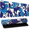 Kawani Tappetino per mouse da gioco geometrico anime giapponese, XL, 70 x 30 cm, blu navy e bianco, grande tappetino per mouse con base in gomma antiscivolo, bordo cucito, per PC, computer, laptop, desktop,