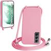 WenBaby Cover Compatible con Samsung Galaxy S22 Plus,Cellulare Girocollo Custodia con Cordino TPU Corda Silicone Case Bumper per Samsung Galaxy S22 Plus Custodia, Rosa
