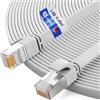 HB-Digital 7,5m Patch Cable CAT.7 LAN Flat U/FTP Network Cable 2x RJ45 Plug Copper Profi Slim flessibile 10 Gbits Ethernet Port 600 MHz Internet-cable PC Router Switch Modem TV Console bianco