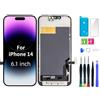 bstdianzi Sostituzione dello schermo per iPhone 14, display Full HD da 6,1 pollici e assemblaggio digitalizzatore touch True Tone programmabile con kit di strumenti di riparazione