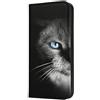 Mixroom - Custodia Cover Case a Libro per iPhone 11 con Stand in Ecopelle Chiusura Magnetica Portafoglio Parte Interna in TPU Morbida Fantasia Gatto Occhi Azzurri M569