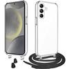 WenBaby Cover Trasparente con Cordino per Samsung Galaxy S24 Plus,Custodia con Regolabile Collana per Galaxy S24 Plus [Antiurto] [AntiGraffio] [Antiscivolo] Case con Laccio Tracolla, Nero